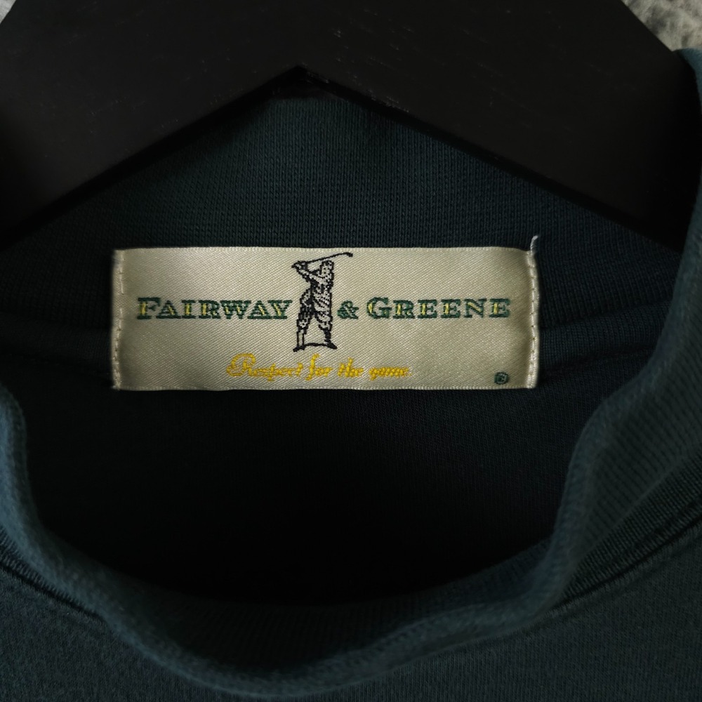 Fairway & Greene Shirt Mens Large Green Long Sleeve Mock Neck Aspetuck Valley CC - Picture 4 of 12